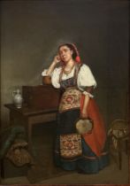 Anonymous (illegible signature): painting (o/c) 'gipsy lady' (*)