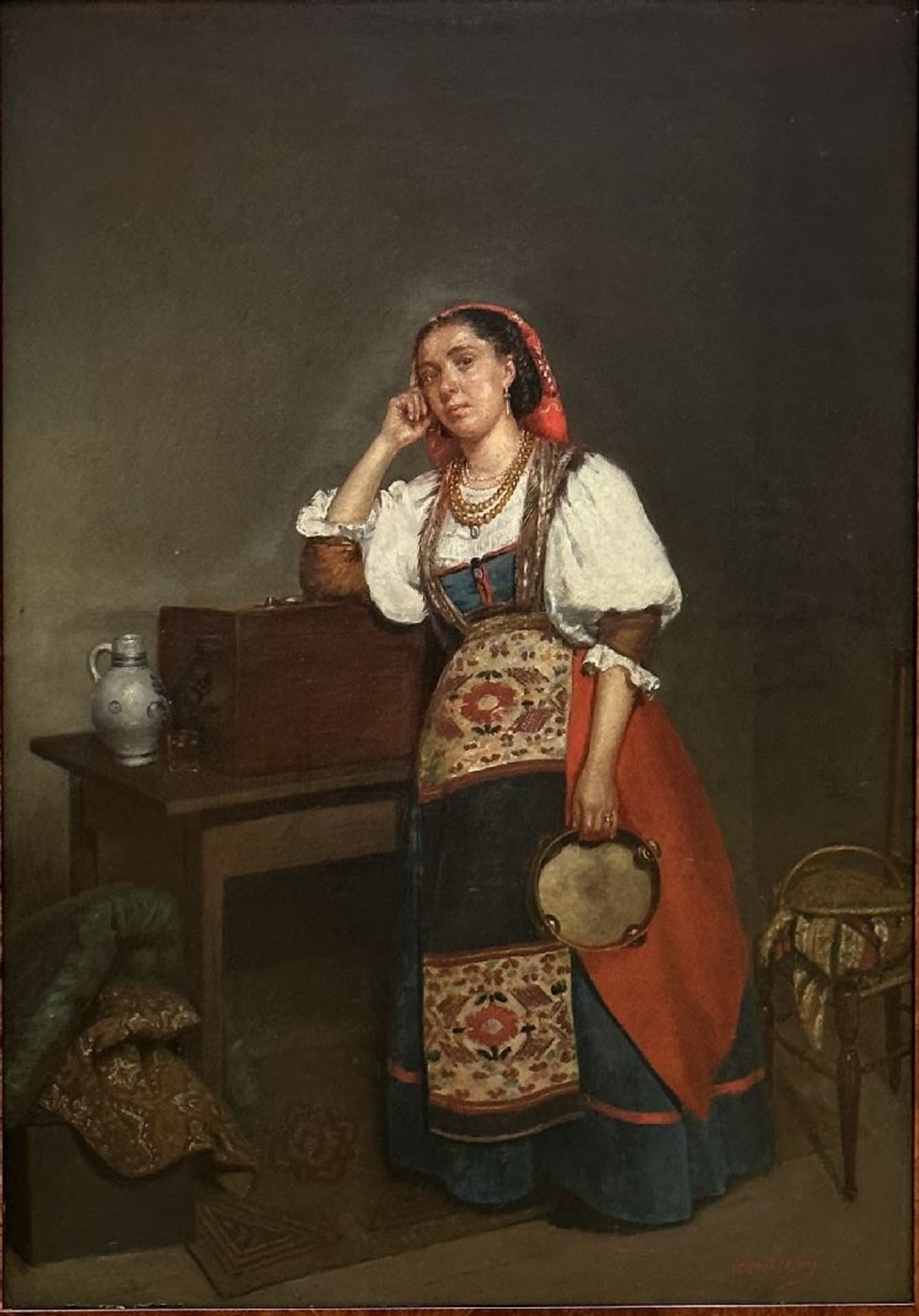 Anonymous (illegible signature): painting (o/c) 'gipsy lady' (*)
