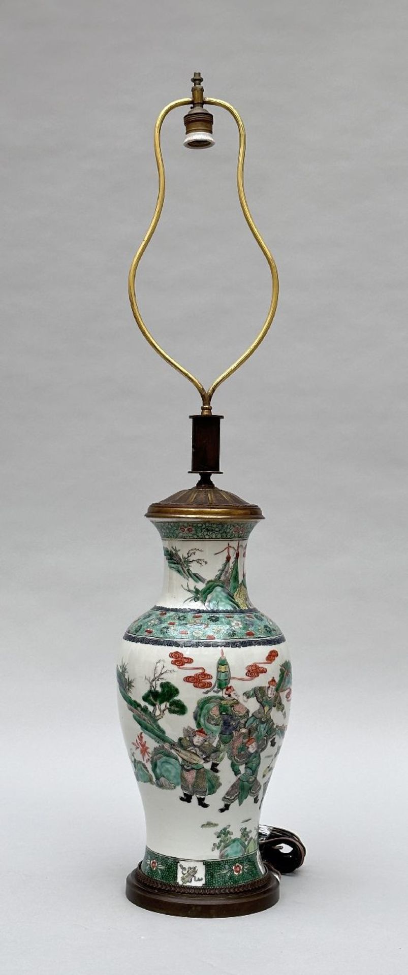 Vase in Chinese famille verte porcelain, mounted as a lamp (*)
