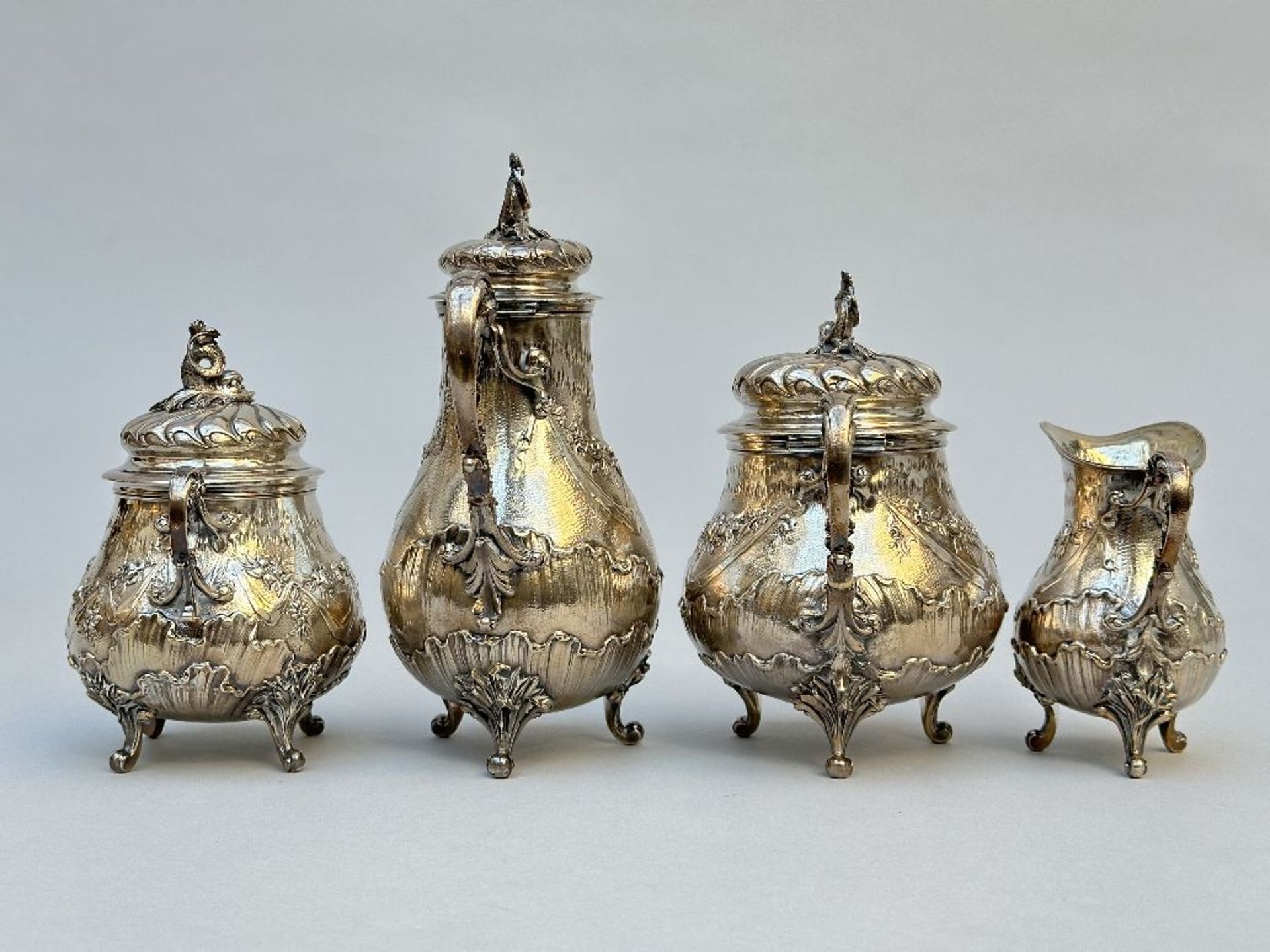 A four-piece Louis XV style silver coffee set (*) - Image 2 of 7