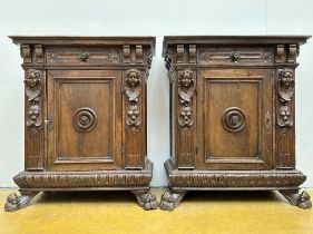 A pair of Italian cabinets in walnut, 17th century