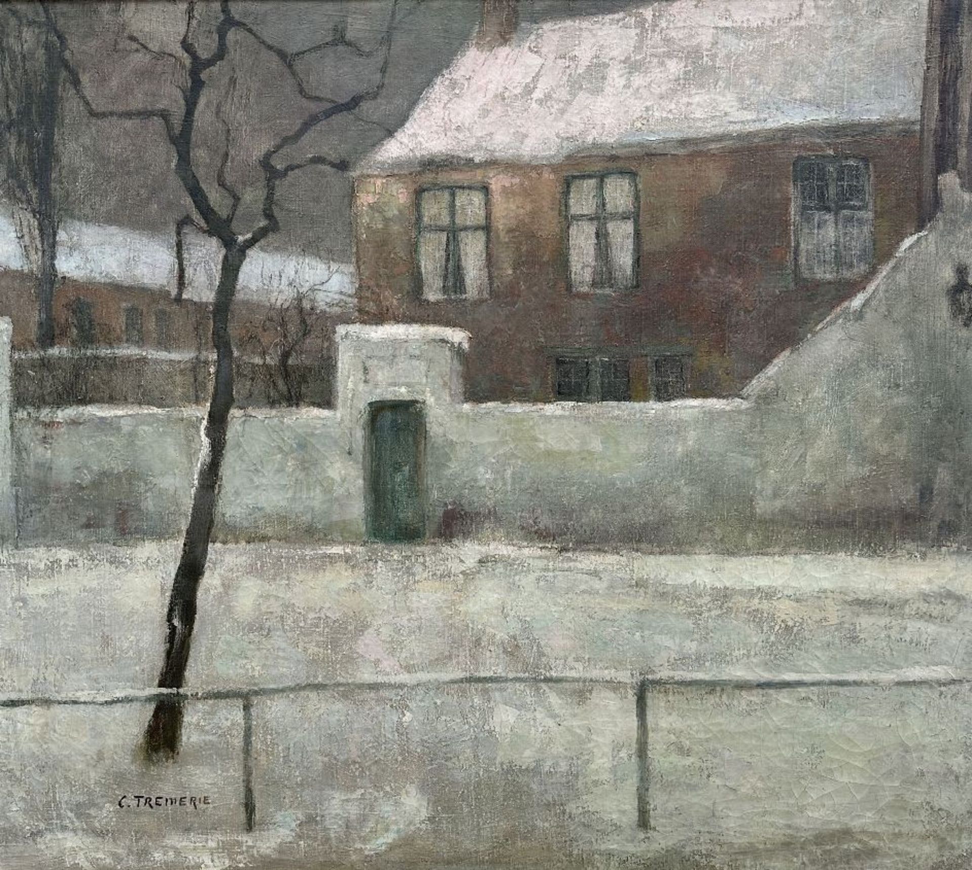 Carolus Tremerie: painting (o/c) 'snow landscape'