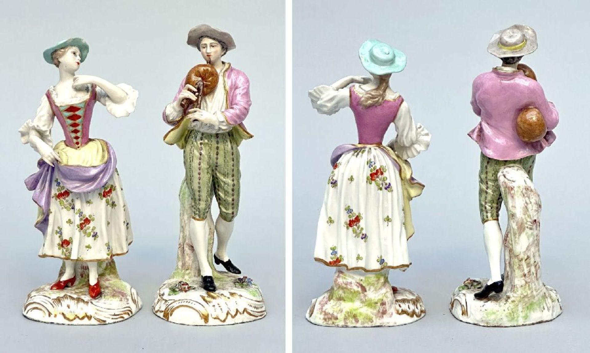 Collection of porcelain: a pair of Royal Vienna vases, two porcelain sculptures and a decorative vas - Image 5 of 7