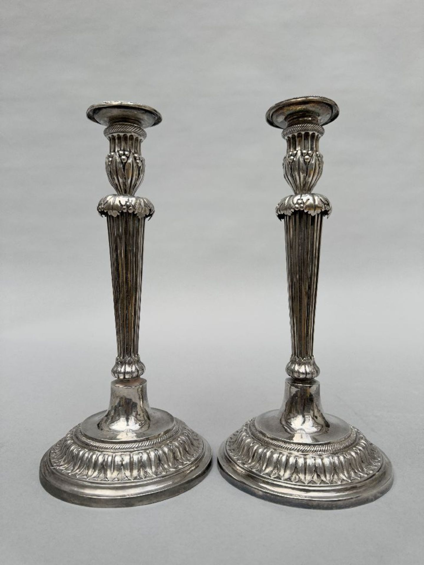 A pair of silver Louis XVI candlesticks by Joannes Baptiste, Ghent 1781 - Image 2 of 8