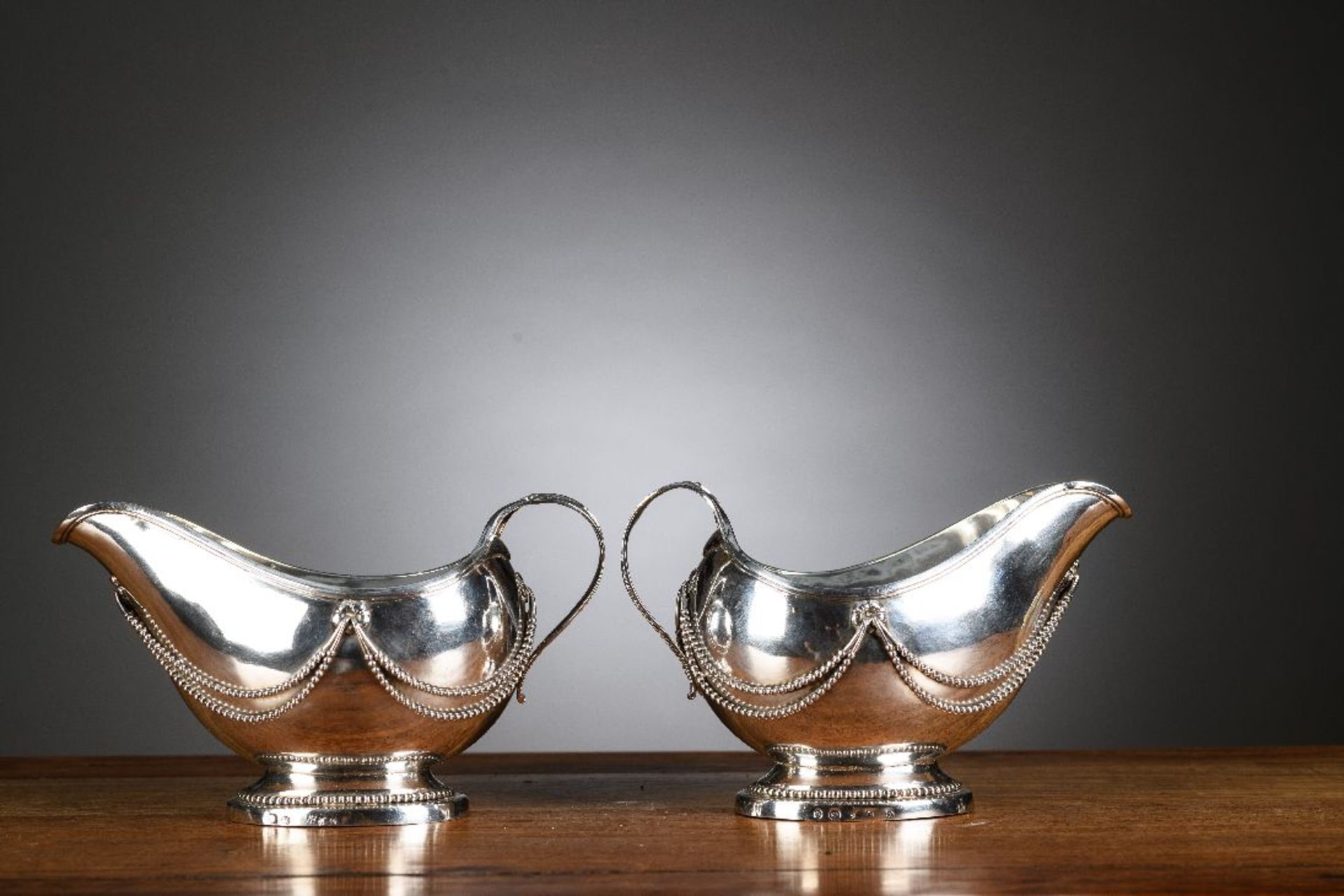 A pair of silver sauce boats by Nicolaes Vleeshouwers, Antwerp 1792 - Image 4 of 9