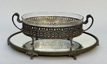 Silver-plated platter and dish in Louis XVI style