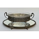 Silver-plated platter and dish in Louis XVI style