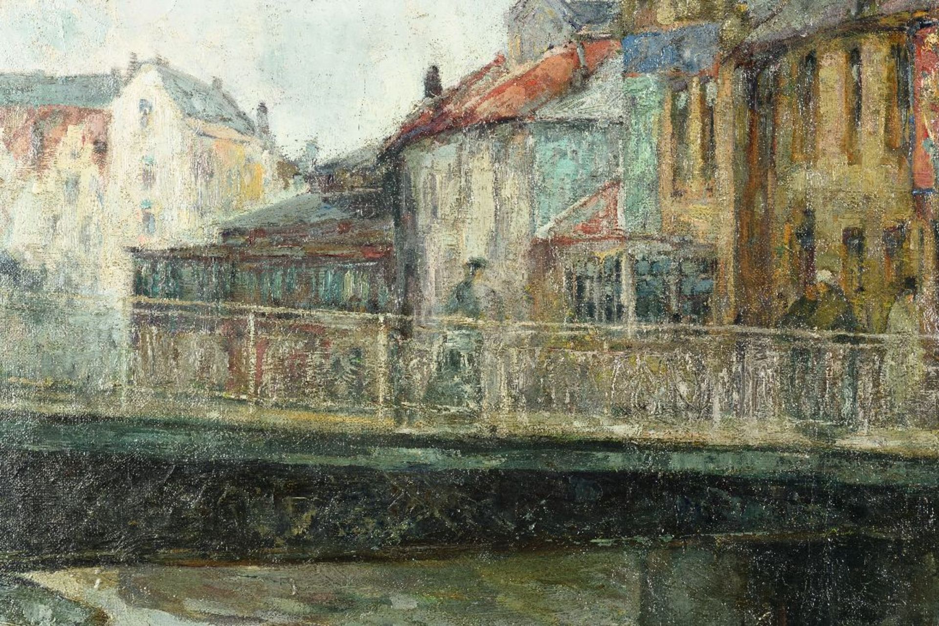 Gustave De Smet: painting (o/d) 'Vleeshuisbrug in Ghent' (*) - Image 4 of 9