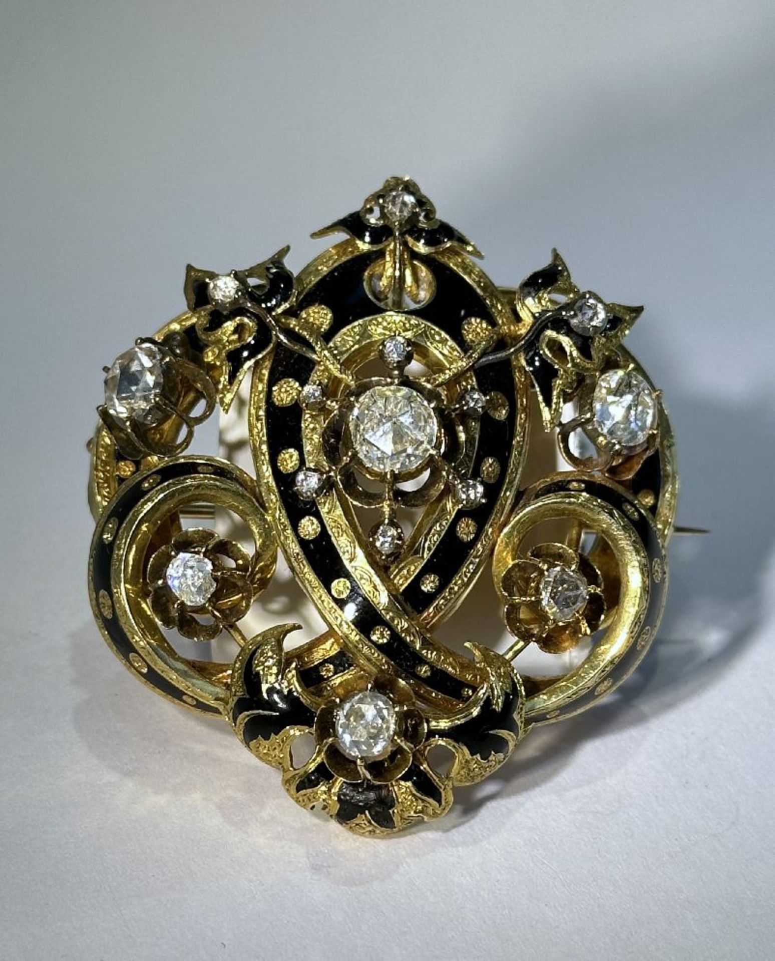 Louis-Philippe brooch set with diamonds and email, 19th century - Bild 6 aus 9