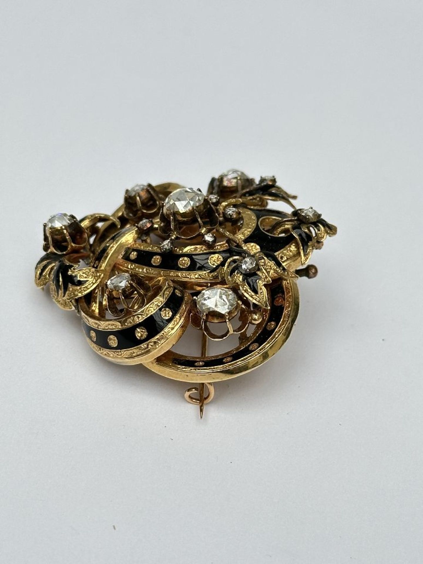 Louis-Philippe brooch set with diamonds and email, 19th century - Bild 7 aus 9