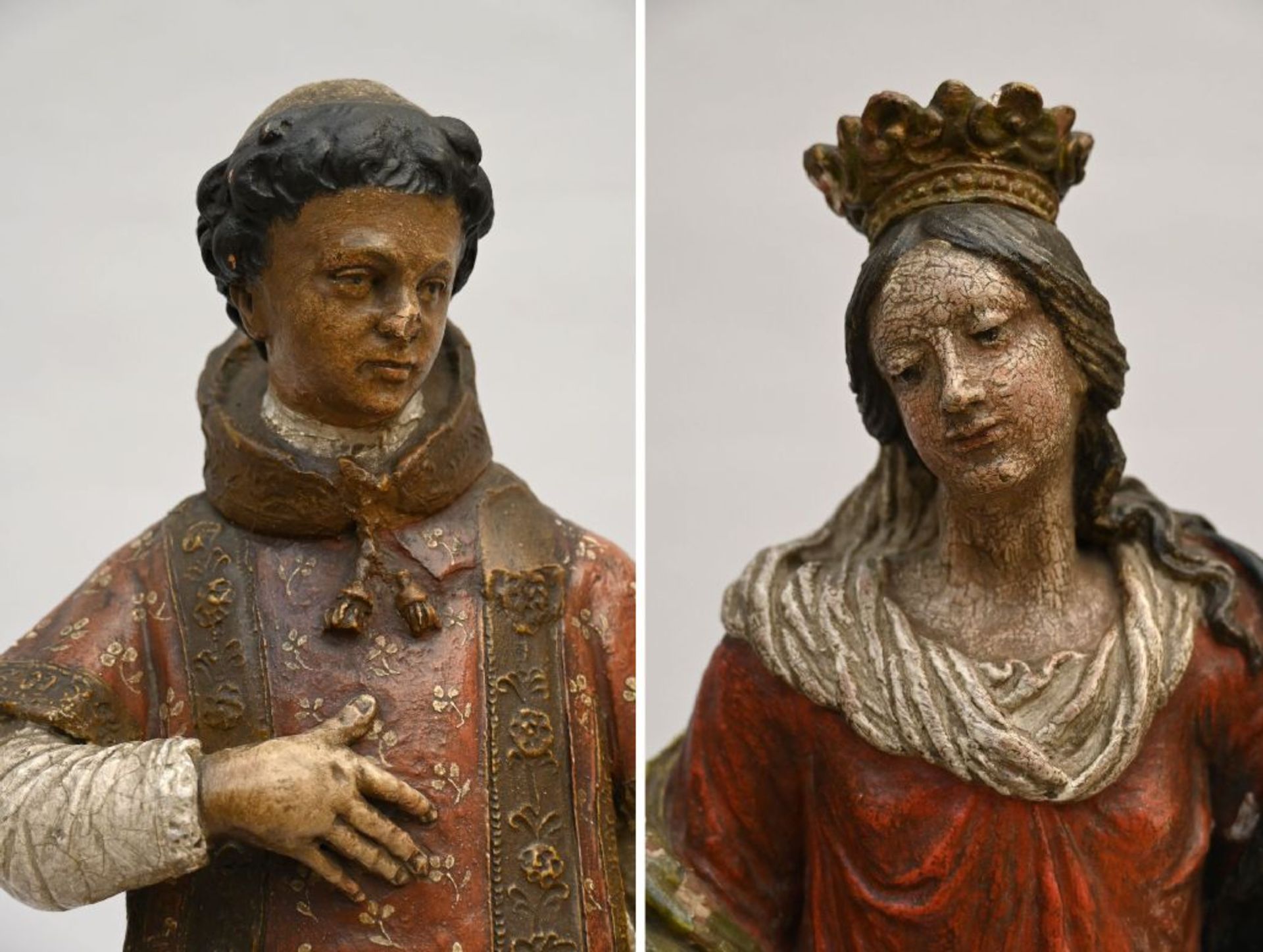 Two terracotta statues of saints, 17th - 18th century - Bild 4 aus 5