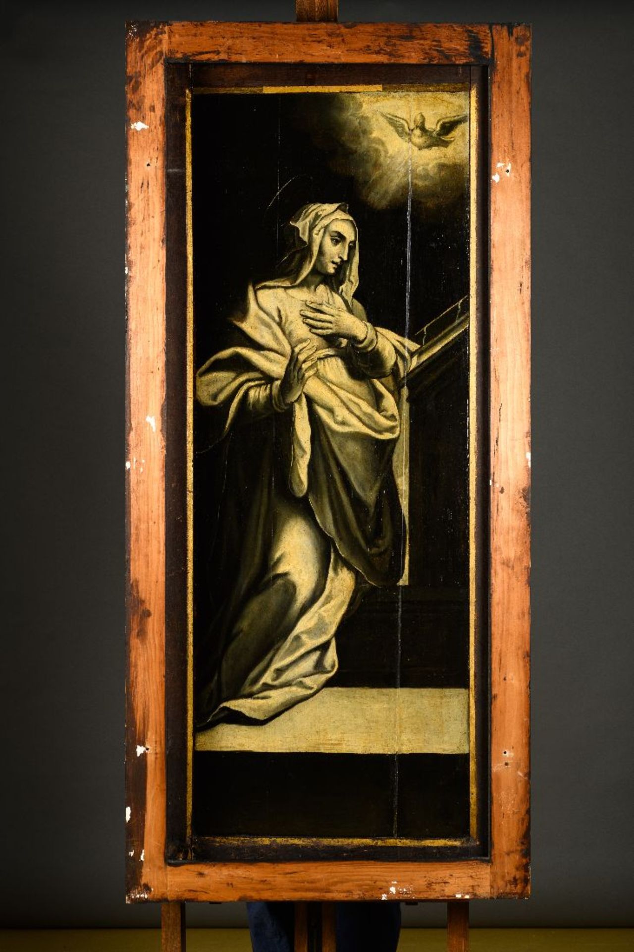 Side panel of a triptych 'Nativity and grisaille', 17th century - Image 6 of 9