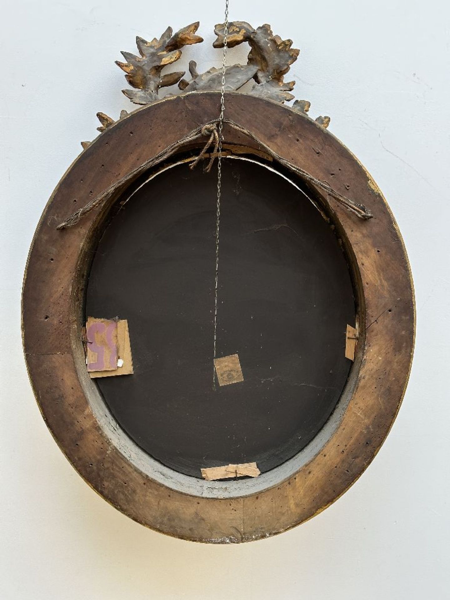 Oval mirror in gilt wood 'instruments' - Image 4 of 5