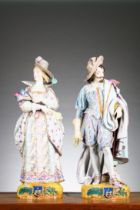 Paul Duboy 1878: a pair of porcelain sculptures 'Rubens and his wife' (*)