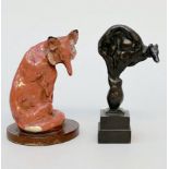 Domien Ingels: greyhound in bronze and fox in ceramic