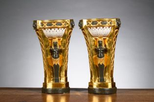 A rare pair of Empire porcelain vases 'karyatids', by Dagoty à Paris (*)