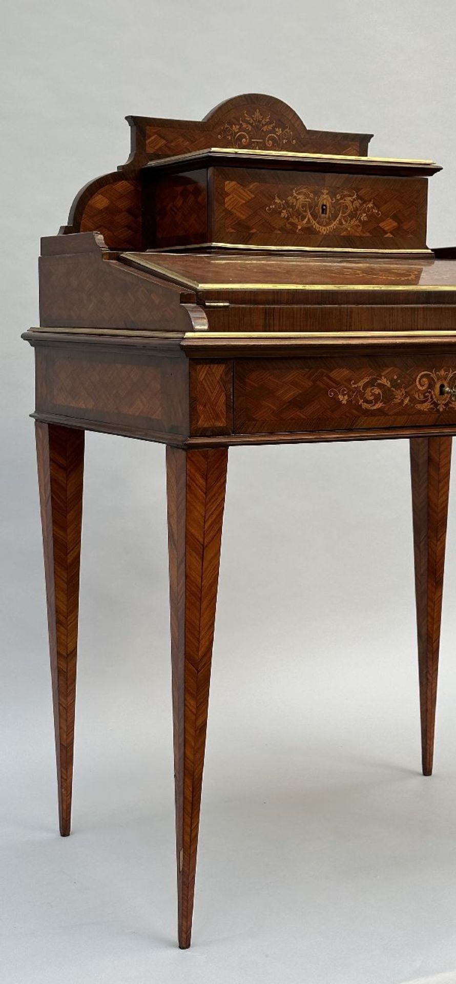 A Louis XVI style desk with inlaywork, 19th century - Image 3 of 5