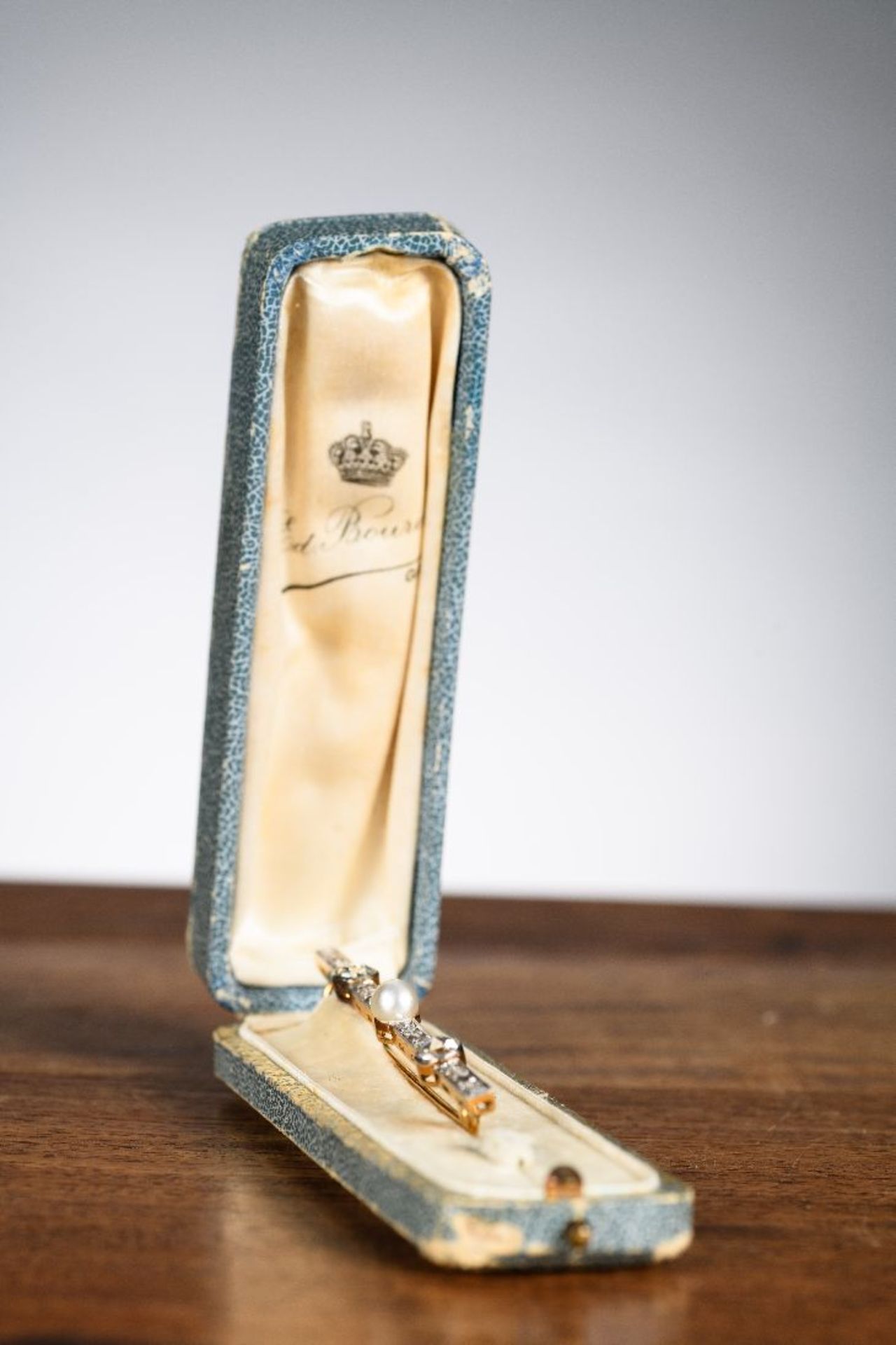 Barrette brooch set with pearls and diamonds - Bild 2 aus 6