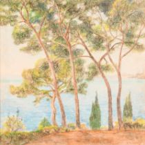 Anna De Weert: pastel on paper 'Mediterranean view'