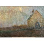 Gustave De Smet: painting (o/c) 'sunset near a chapel'