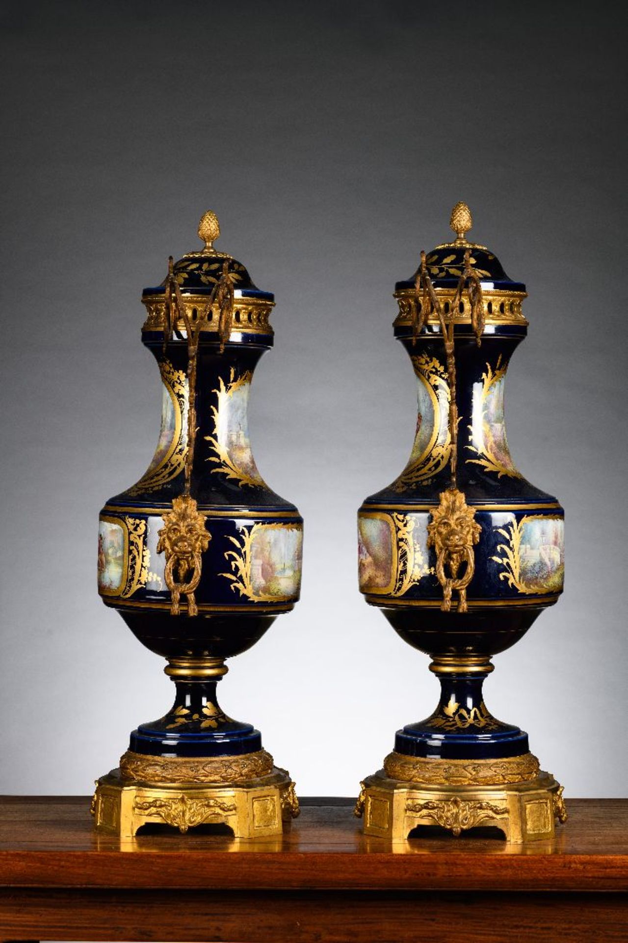 A pair of Sèvres porcelain vases with gilt bronze mounts, 19th century (*) - Image 2 of 9