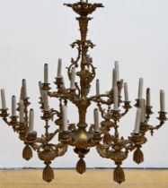 A large gilt bronze chandelier, 19th century
