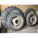 Set of 4 tyres being Rear Continental radials 13.6 R48 and Front Michelin 12.4 R36 (these we believe