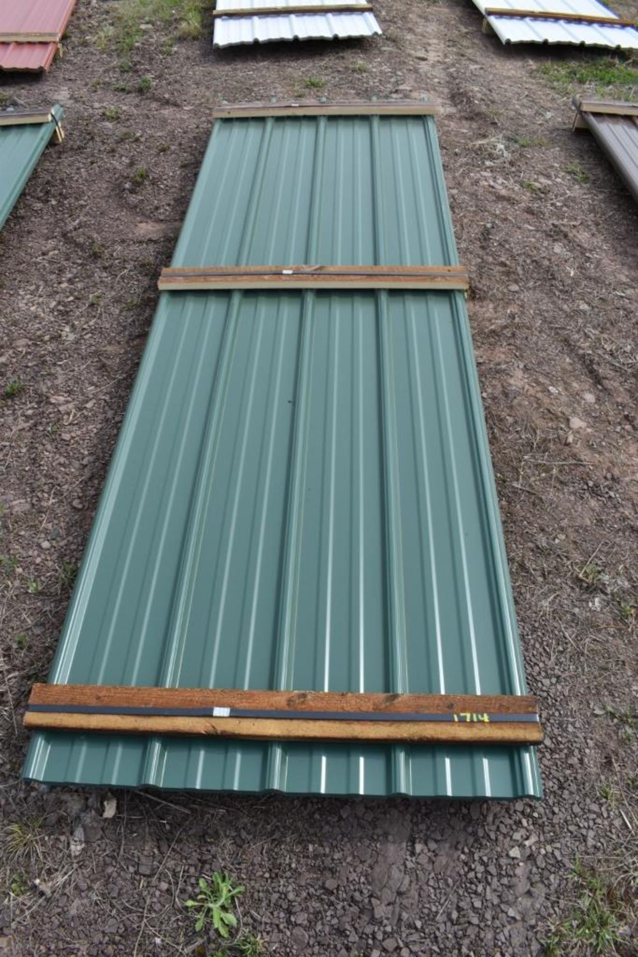 25 Pieces of 10' Sections of Green Corrugated Metal Paneling SOLD TIMES THE LINEAR FOOT