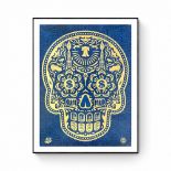 Shepard FAIREY (Né en 1970)  Glory of the Day of the dead skull HPM Blue 