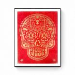 Shepard FAIREY (Né en 1970) Glory of the Day of the dead skull HPM Red
