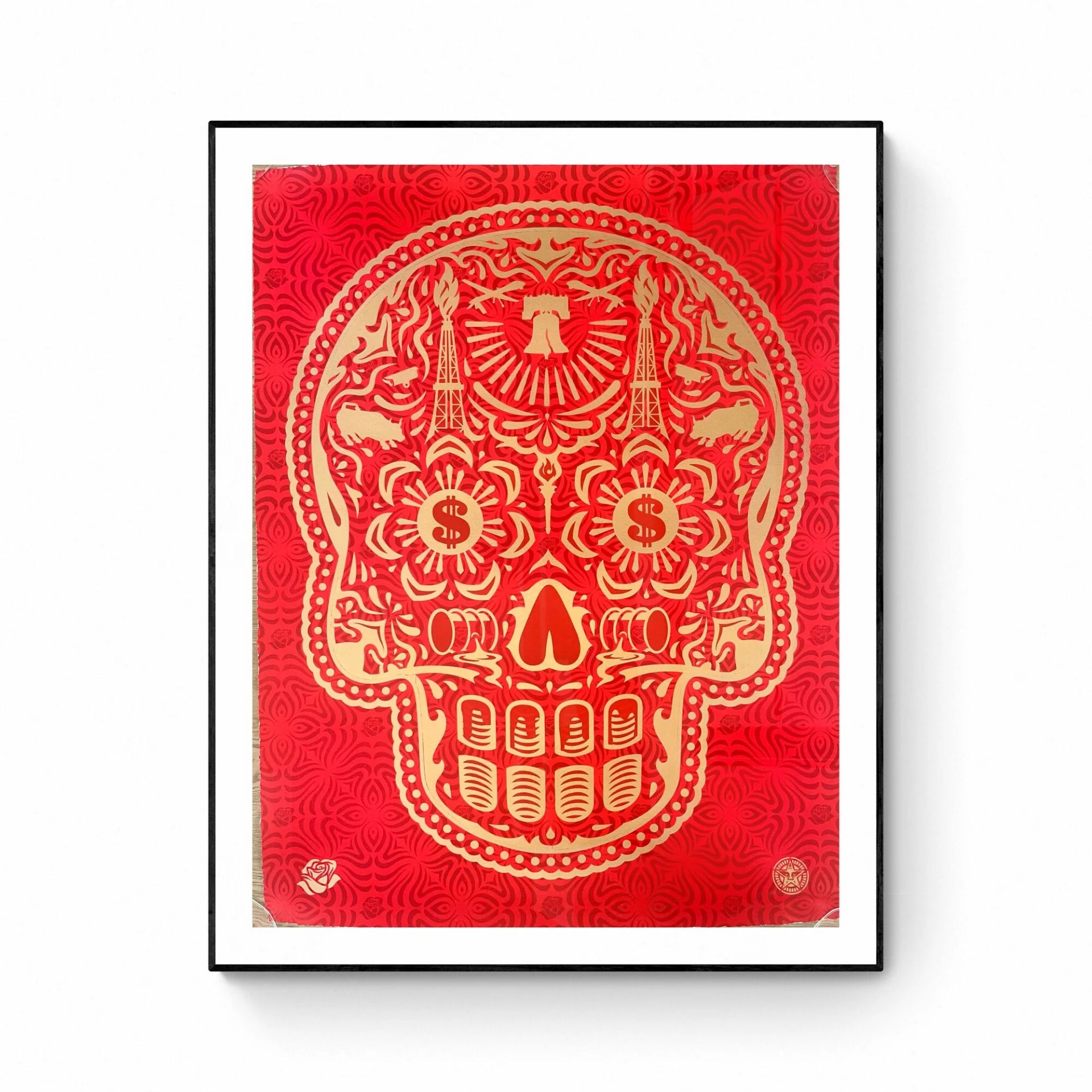 Shepard FAIREY (Né en 1970)  Glory of the Day of the dead skull HPM Red 