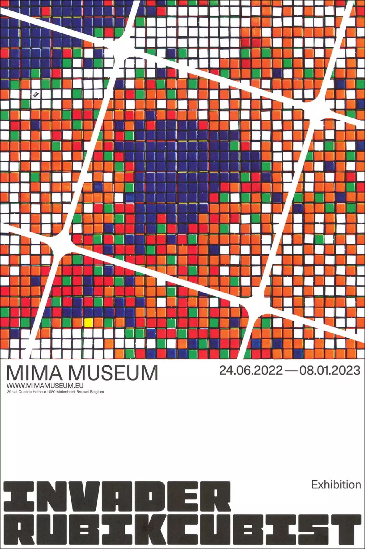 INVADER (Né en 1969) Affiche de l'Exposition INVADER -RUBIKCUBIST