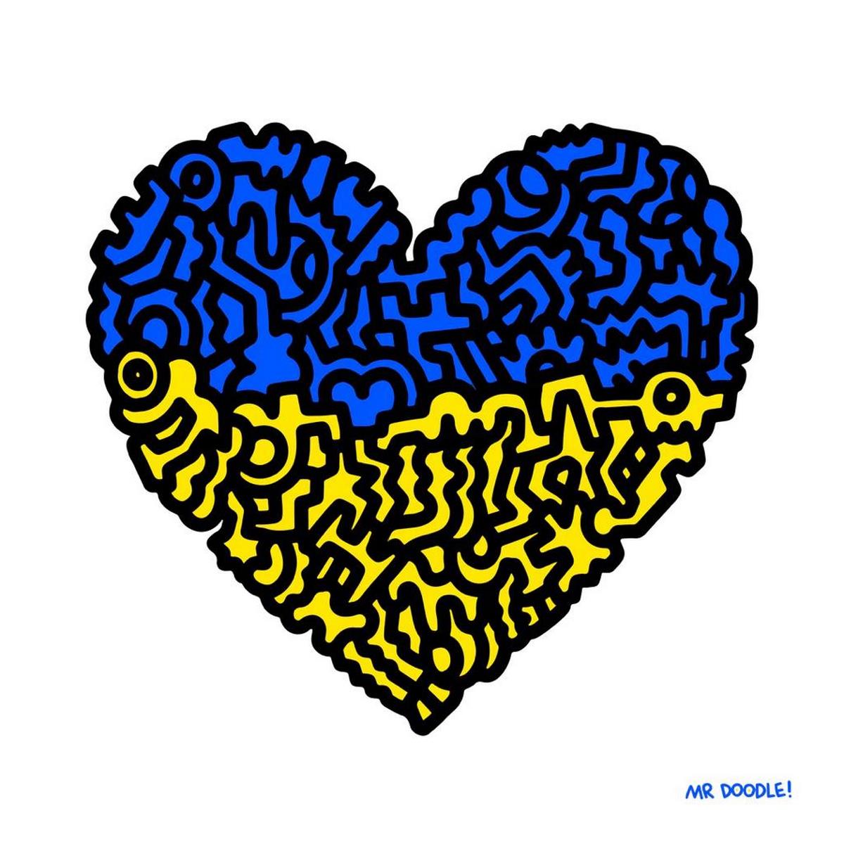 Mr DOODLE (Anglais - Né en 1994) Heart Ukraine- 2022 - Image 2 of 2