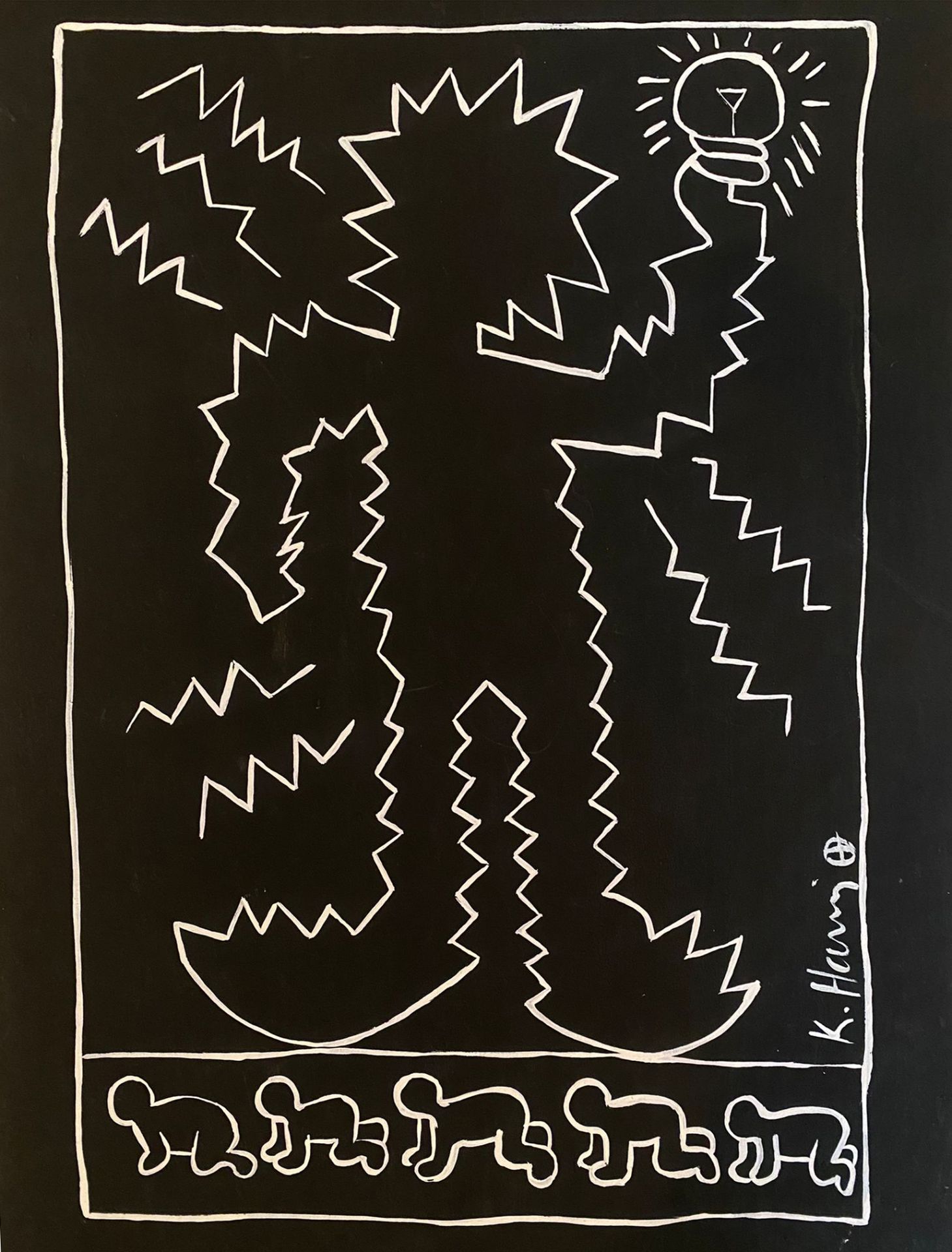 Keith HARING (1958-1990), Attribué à, Etats-Unis. Sans titre, circa 1984