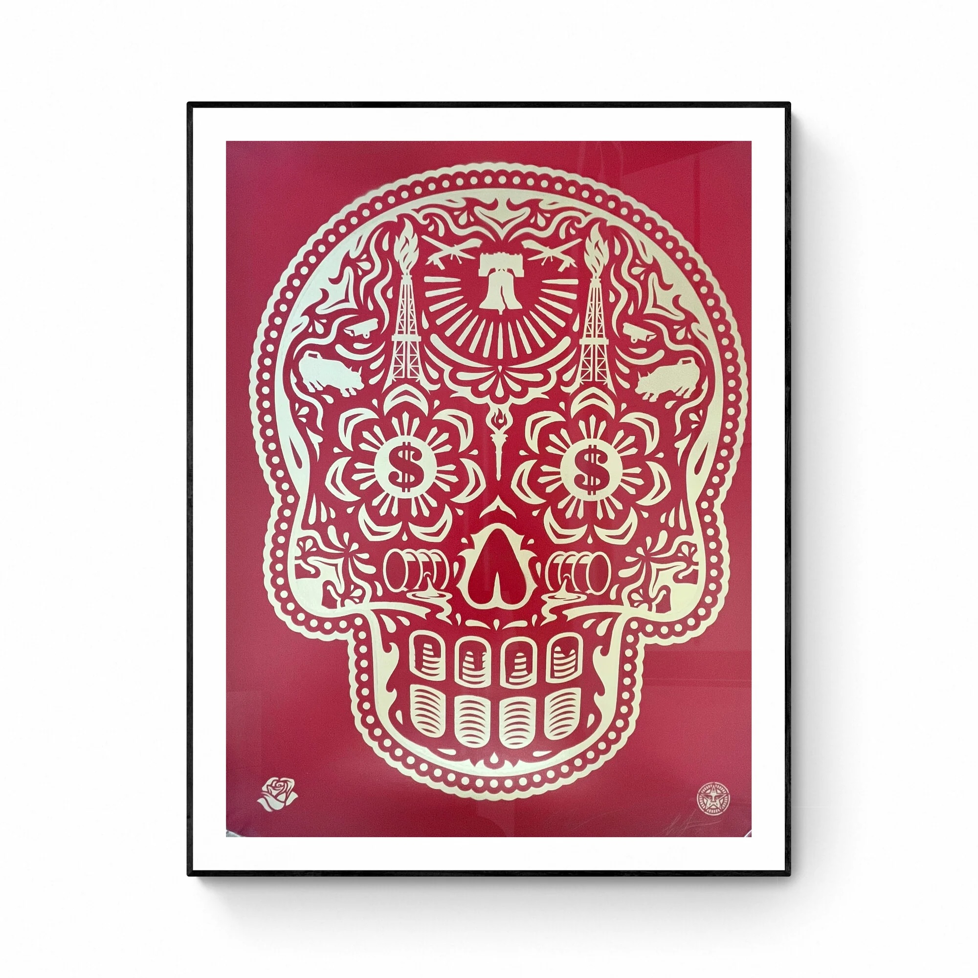 Shepard FAIREY (Né en 1970) Glory of the Day of the dead skull HPM Red