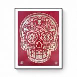 Shepard FAIREY (Né en 1970)  Glory of the Day of the dead skull HPM Red 