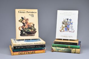 TEN REFERENCE BOOKS AND AUCTION CATALOGUES ON BRITISH AND EUROPEAN DECORATIVE ARTS, MOSTLY