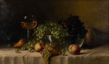 Sebastiaan Theodorus Voorn Boers (1828-1893) - Still Life with Fruit and Wine Glass with Twisted