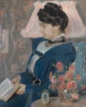 FOLLOWER OF EVA GONZALÈS (French, 1849-1885) - Portrait of a lady holding a book