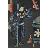 UTAGAWA KUNISADA (1786-1865) - 'Dozaemon Denkichi', woodblock in colours, 35 x 24 cm, mounted,