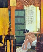 LIANG LIQIANG (b.1963) - 'After Bathing' (2000), oil on canvas, signed and dated with red seal, with