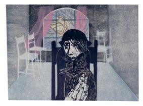20th Century School - 'Emptyness II' (1986) linocut in colours, indistinctly signed, dated and