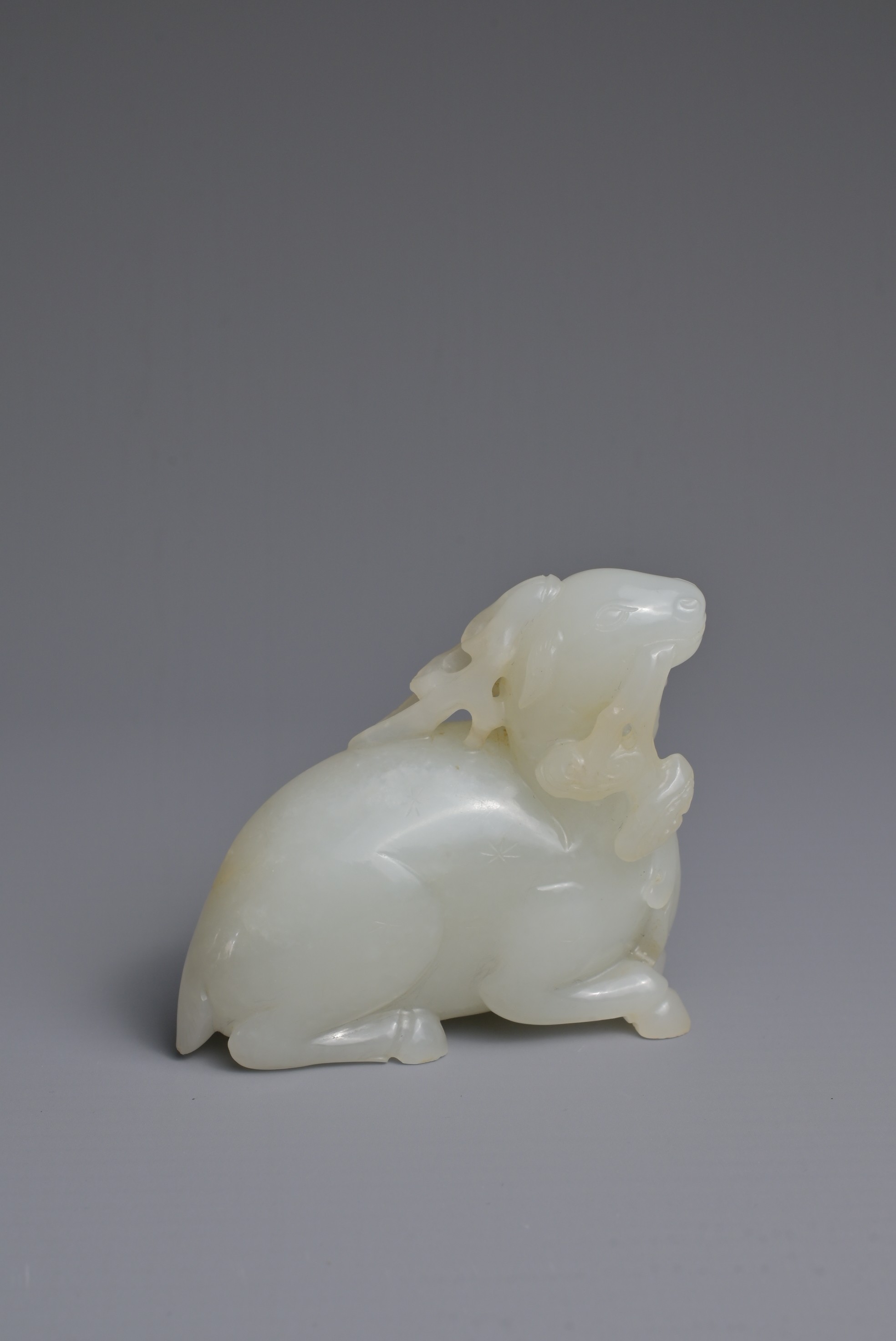 A CHINESE WHITE JADE CARVING OF A DEER, QING DYNASTY. Carved and pierced in the form of a - Image 2 of 16