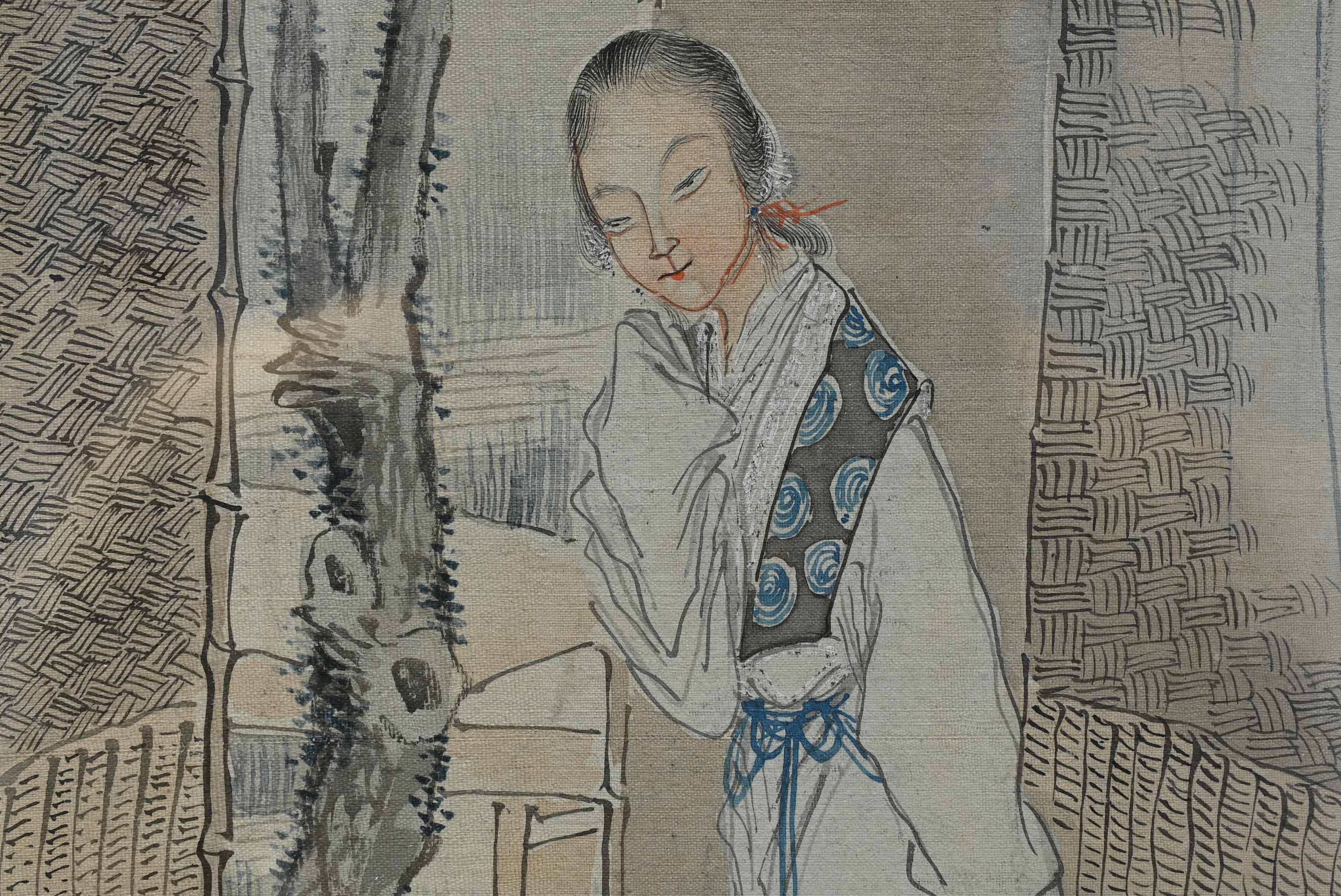 QIAN HUI'AN (1833-1911), QING DYNASTY. Chinese watercolour painting on silk depicting a lady in a - Image 10 of 14