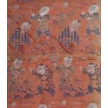 TWO VERY LARGE CHINESE 100 BOYS SILK PANELS, 17/18TH CENTURY. Each depicting rows of boys at play