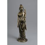 AN EARLY 20TH CENTURY JAPANESE BRONZE OF THE HOLY KANNON BY KOUN TAKAMURA (1852-1934). Kannon, the