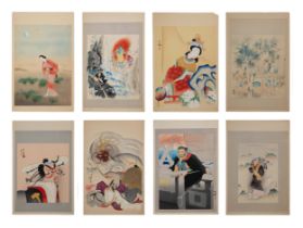 EIGHT JAPANESE WOODBLOCK PRINTS, CIRCA 1920S, VARIOUS ARTISTS. Various subject matters by