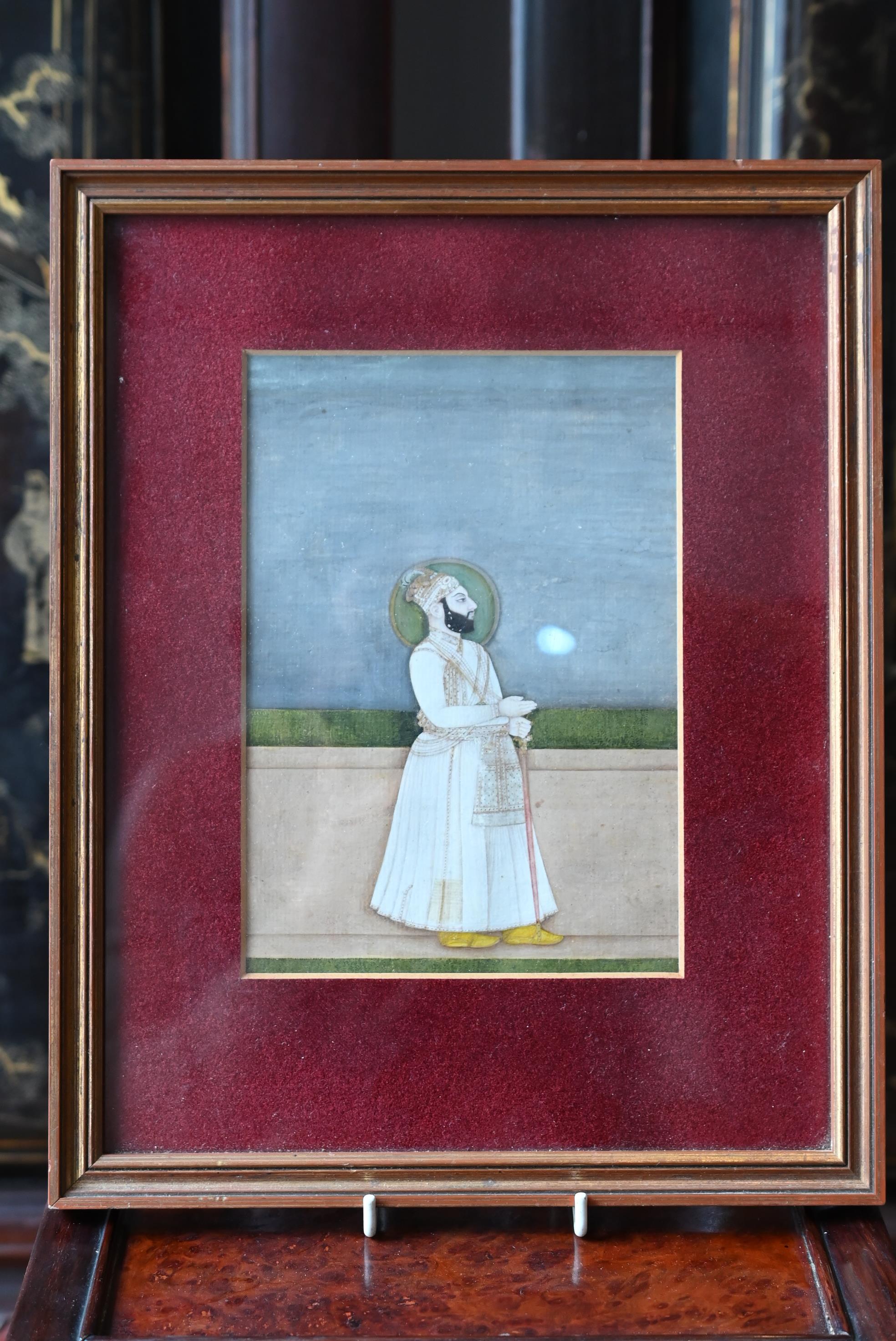 TWO 19TH CENTURY INDIAN MINIATURES. Gouache, heightened with gilding on paper, the first depicting a - Image 12 of 17