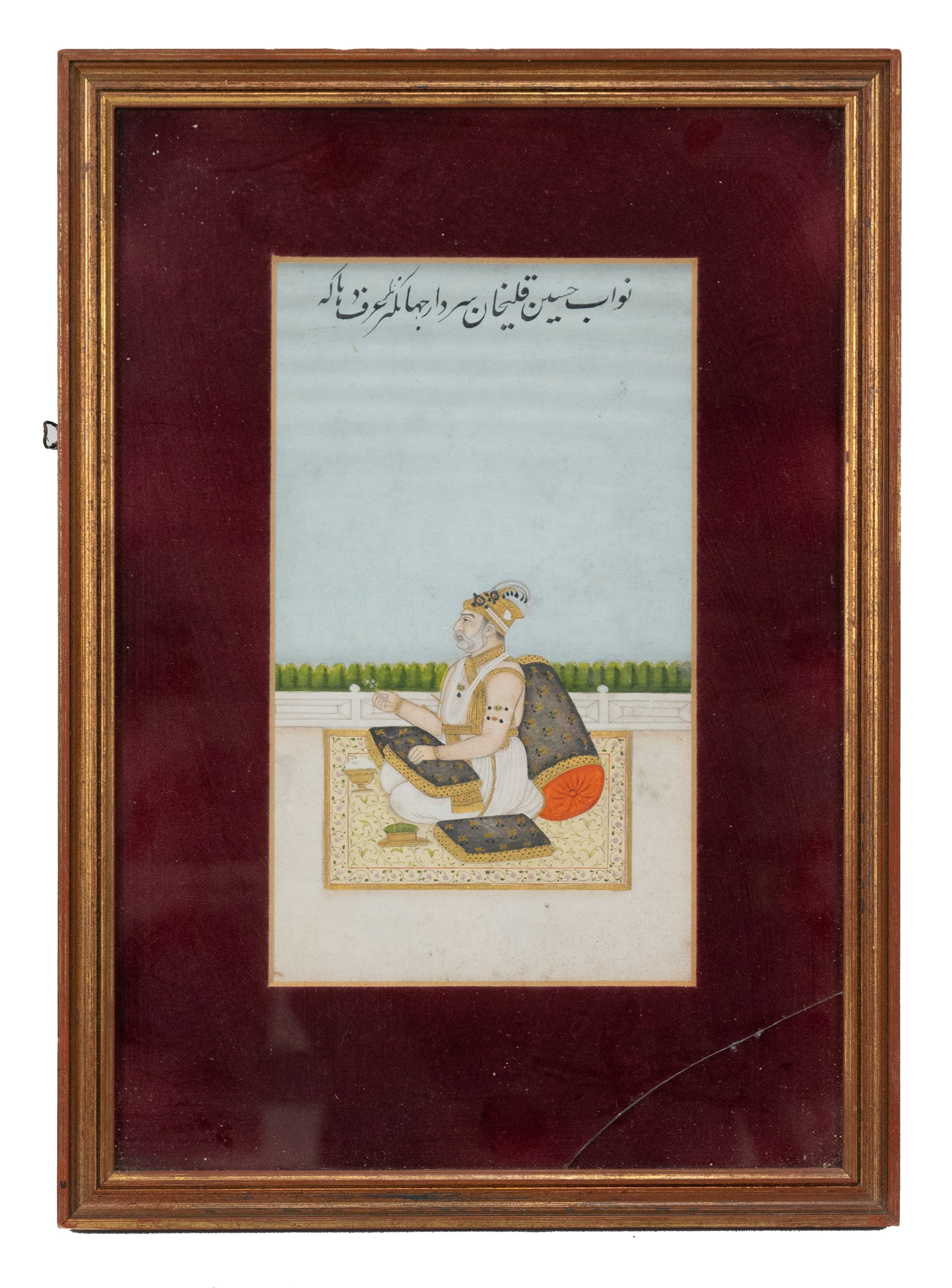 TWO 19TH CENTURY INDIAN MINIATURES. Gouache, heightened with gilding on paper, the first depicting a - Image 7 of 17