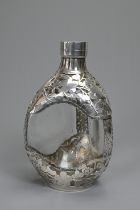 A JAPANESE GLASS AND SILVER OVERLAY HAIG DIMPLE BOTTLE, EARLY 20TH CENTURY. Overlaid with a cut